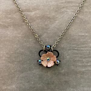 Dainty silver and pink flower Pendant necklace